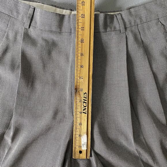SAVANE Houndstooth Pleated Cuffed Trousers Dress Pants Slacks Mens 36x29 Black - Picture 6 of 8